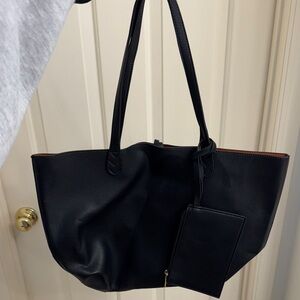 Vegan Leather Black Tote Bag